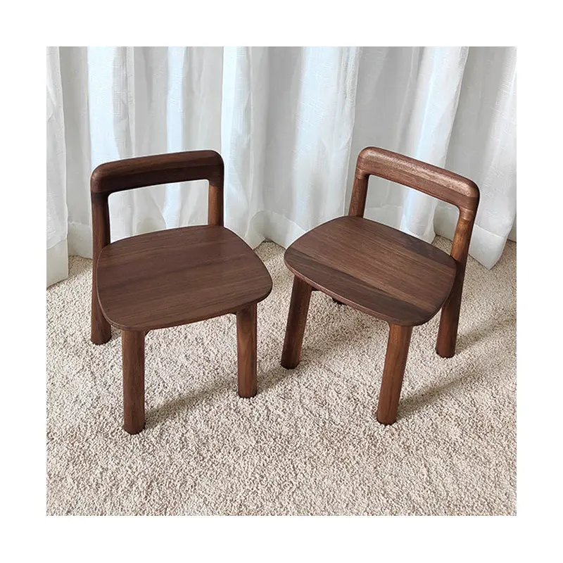 Traditional Vintage Kids Sleek Square Right Angle Black Walnut Chair Backrest For Living Room