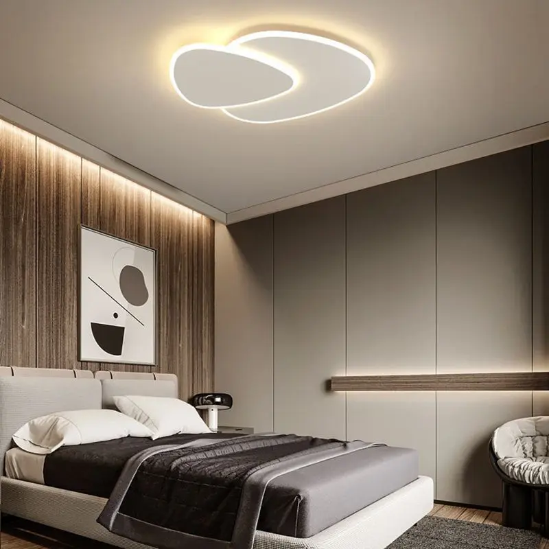 Modern Minimalist Triangle Square Stacked Acrylic Iron LED Flush Mount Ceiling Light For Living Room