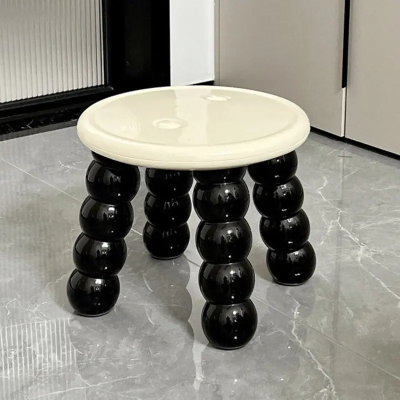 Contemporary Nordic Round Caterpillar Legs Full Plastic Low Stool Backless Armless For Living Room