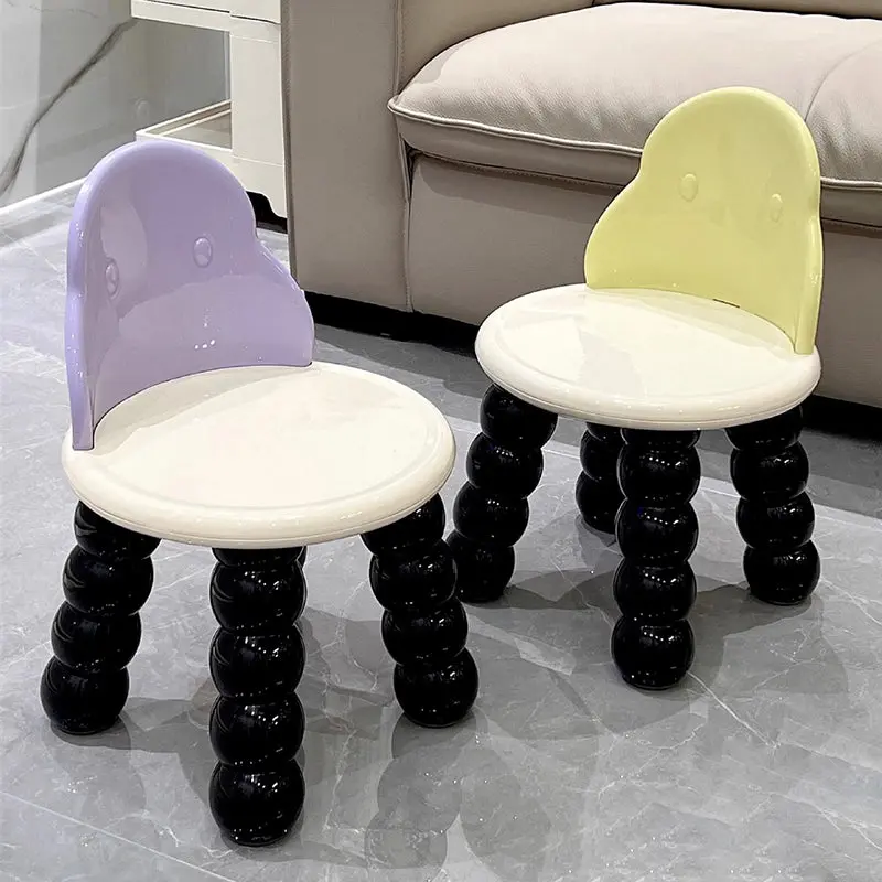 Contemporary Nordic Round Caterpillar Legs Full Plastic Low Stool Backrest Armless For Living Room