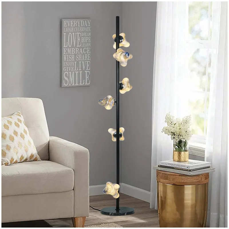 Contemporary Creative Starfish Glass Lampshade Iron Base 3/6 - Light Standing Floor Lamp For Living Room