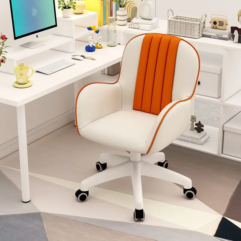 Contemporary Coastal Square PU Leather Nylon Desk Chair Backrest Armrest For Home Office