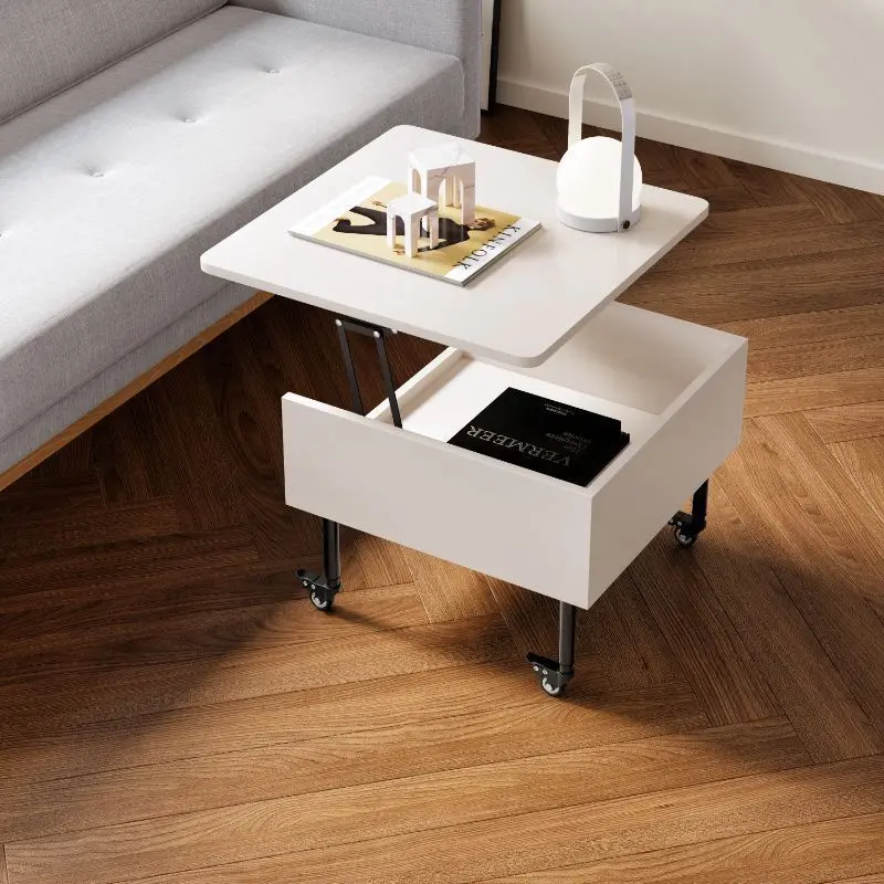 Modern Minimalist Square Cube Foldable Pine Solid Wood Hardware Side Table 2 - Tier For Living Room