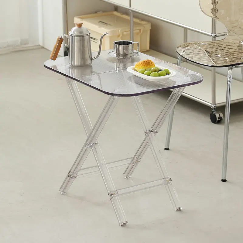 Modern Simplicity Square Foldable Transparent Full PC Side Table 1 - Tier For Living Room