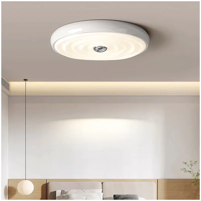 Traditional French Cream Round Iron LED Flush Mount Ceiling Light For Bedroom