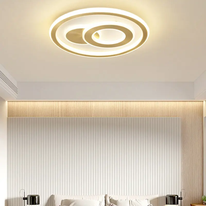 Contemporary Coastal Round Copper Acrylic LED Flush Mount Ceiling Light For Bedroom