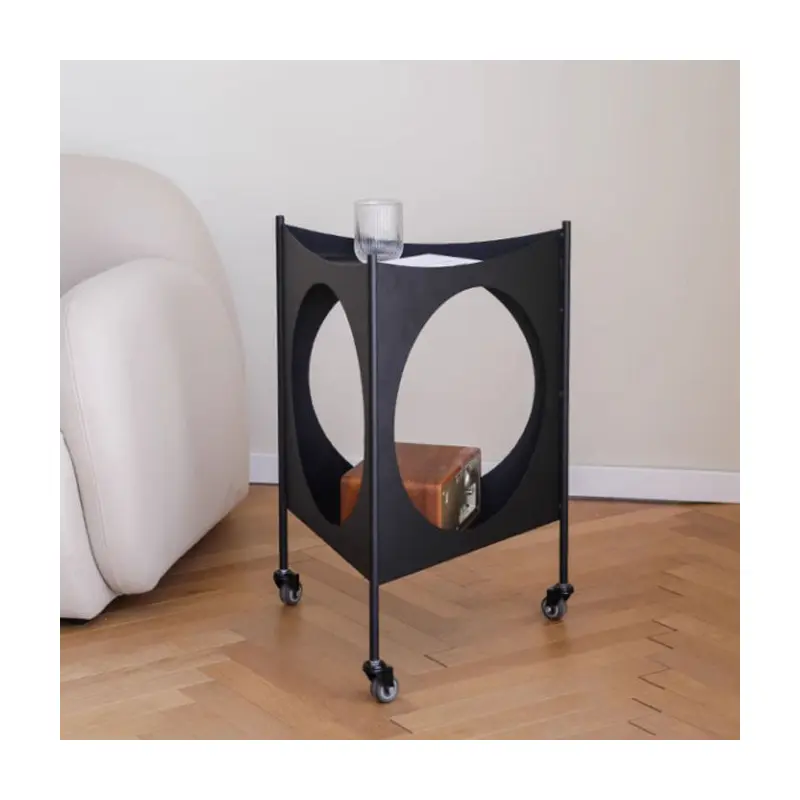 Modern Mid-Century Triangle Tabletop Iron Side Table 2-Tier For Living Room