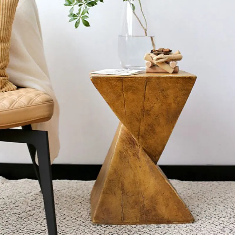 Contemporary Creative Staggered Triangle Magnesium Clay Side Table For Living Room