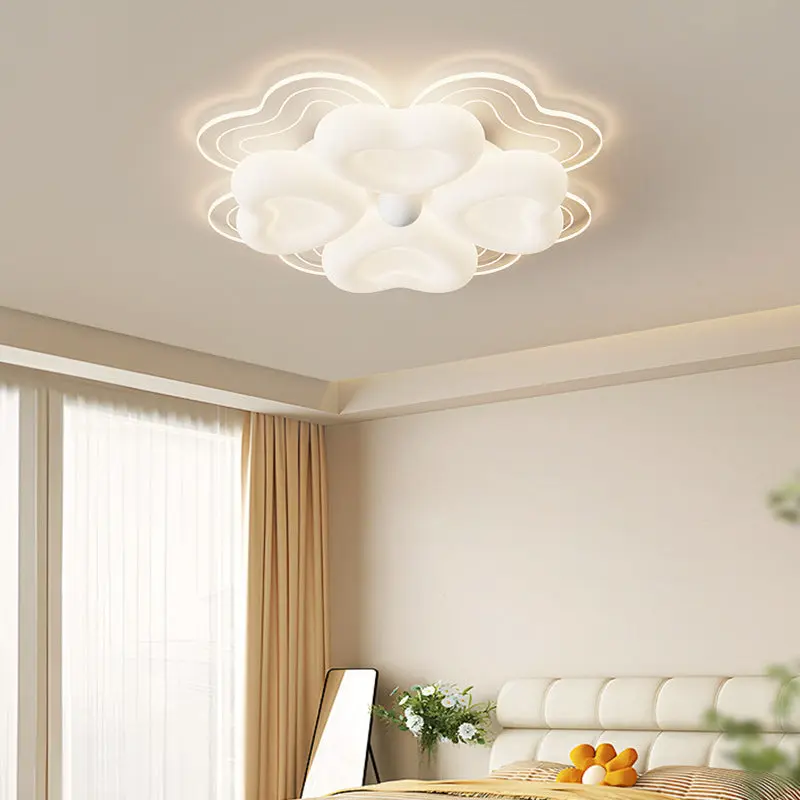 Contemporary Creative Petal Acrylic Shade Iron LED Flush Mount Ceiling Light For Living Room