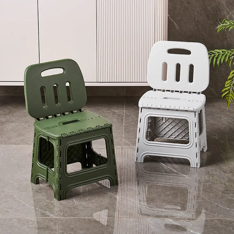 Modern Minimalist Plastic Square Low Stool With Backrest, Foldable & Portable For Living Room