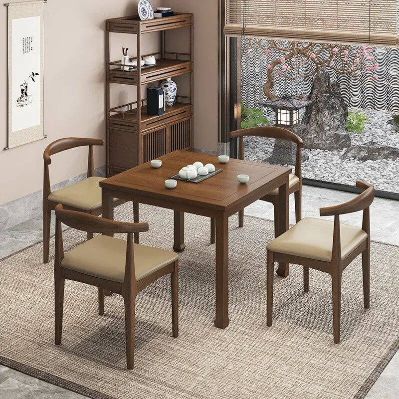 Traditional Chinese Solid Wood Square End Table 1-Tier For Living Room