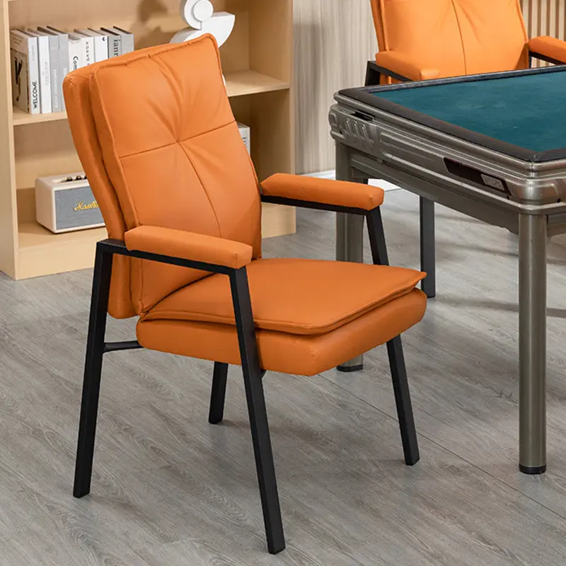 Modern Simplicity Faux Leather Carbon Steel Sponge Cotton Square Desk Chair Backrest Armrest For Study