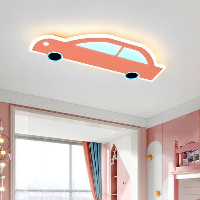 Contemporary Creative Cartoon Car Iron Acrylic LED Flush Mount Ceiling Light For Living Room