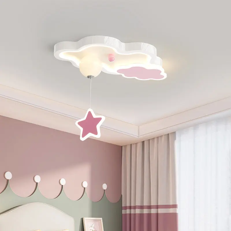 Contemporary Creative Cartoon Cloud Star Iron Acrylic LED Flush Mount Ceiling Light For Living Room