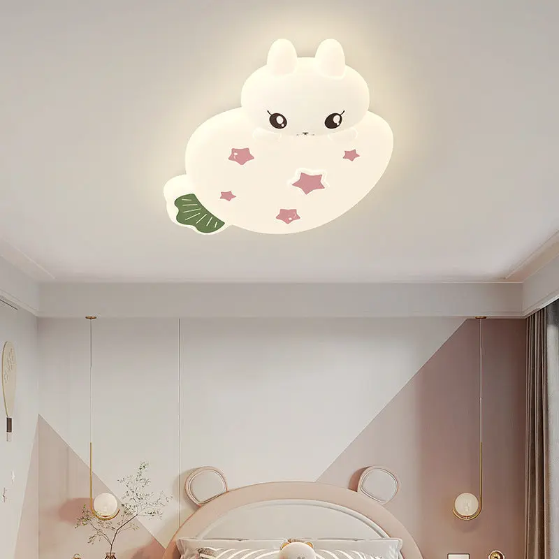 Contemporary Creative Cartoon Strawberry Rabbit LED Flush Mount Ceiling Light For Living Room