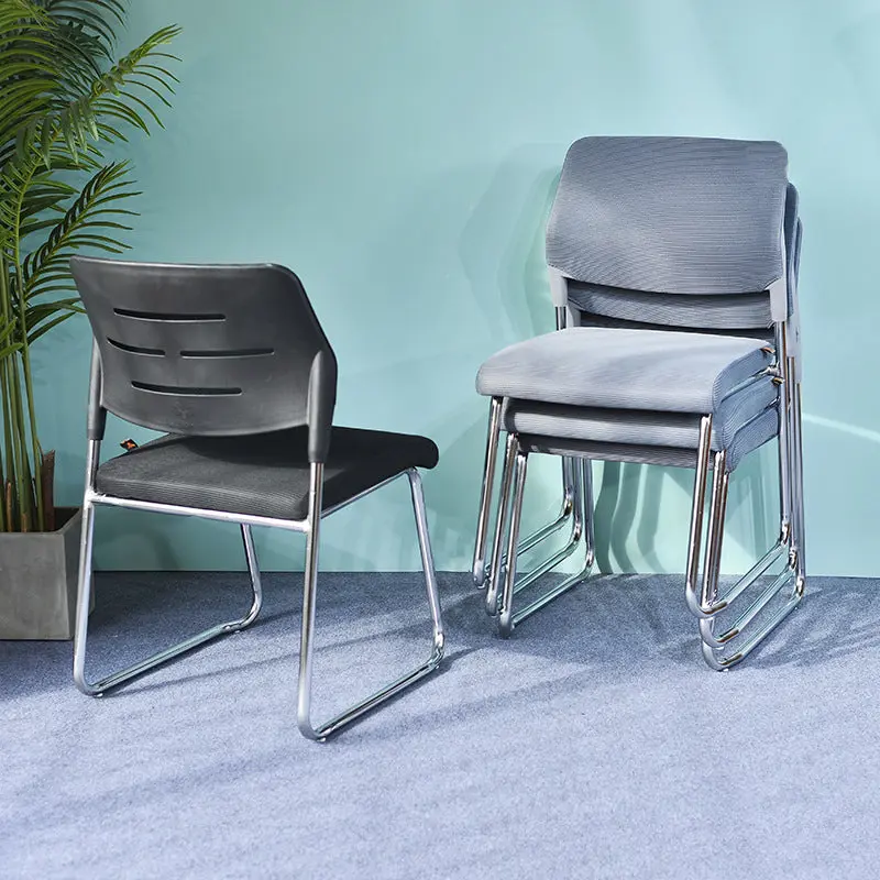 Modern Minimalist Mesh & Metal Square Desk Chair With Backrest And Stackable Design For Home Office