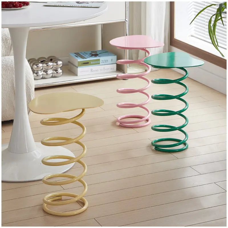 Contemporary Creative Spring Shape Full Iron Side Table 1 - Tier For Living Room