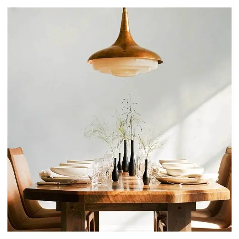 Traditional Vintage Metal & Glass Cone 1-Light Pendant Light For Bedroom, Living Room, Dining Room