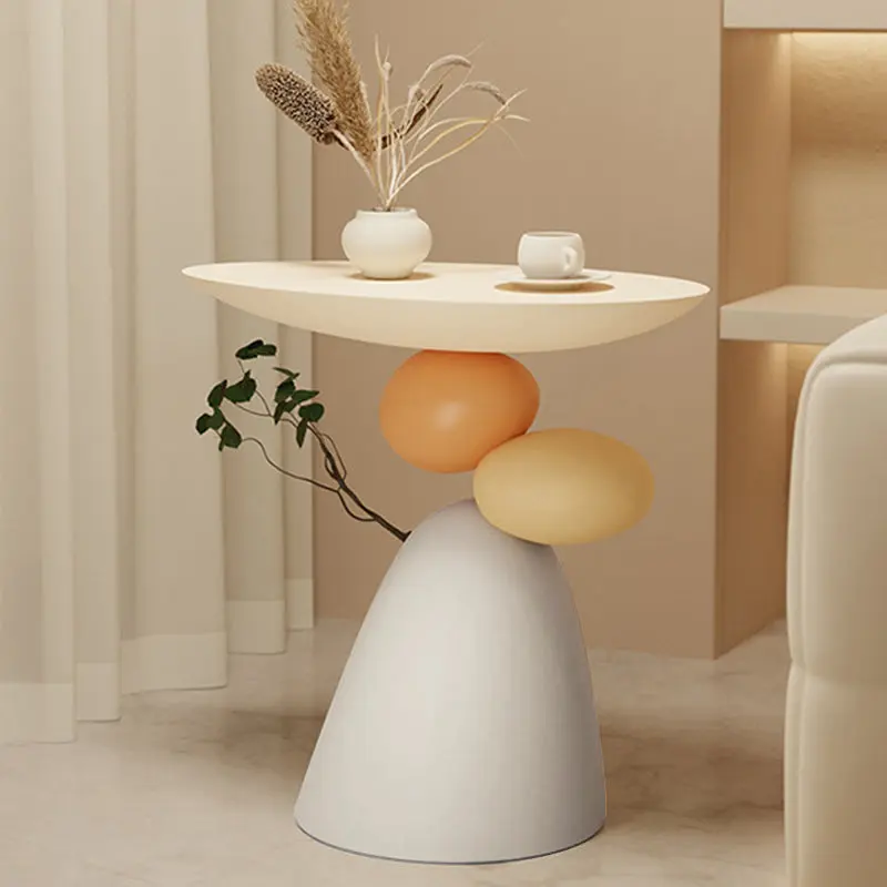 Contemporary Creative Round Elliptical Branch Slab Resin End Table For Bedroom