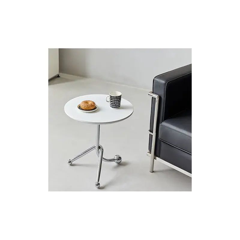 Traditional Chinese Round Orb Plate Stainless Steel End Table 1-Tier For Living Room