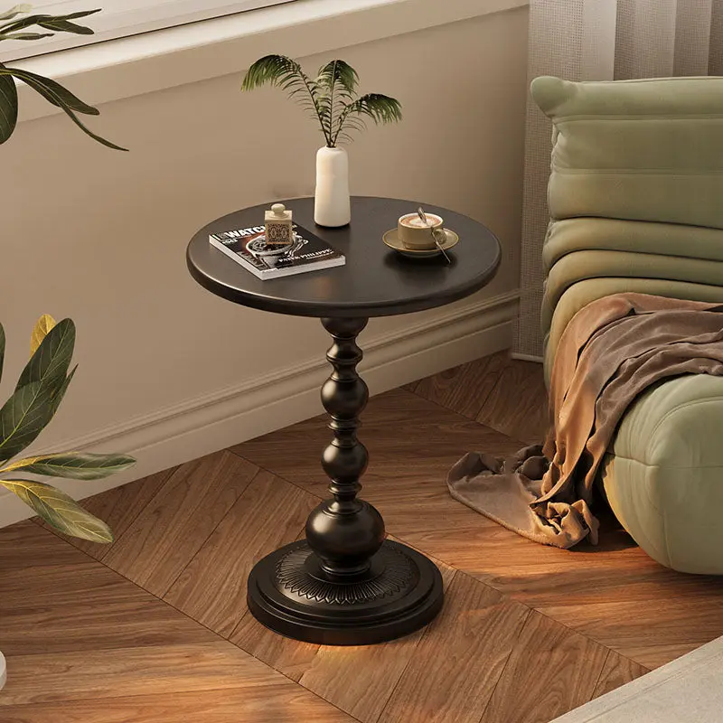 Traditional Vintage Round Cylinder Iron End Table For Living Room
