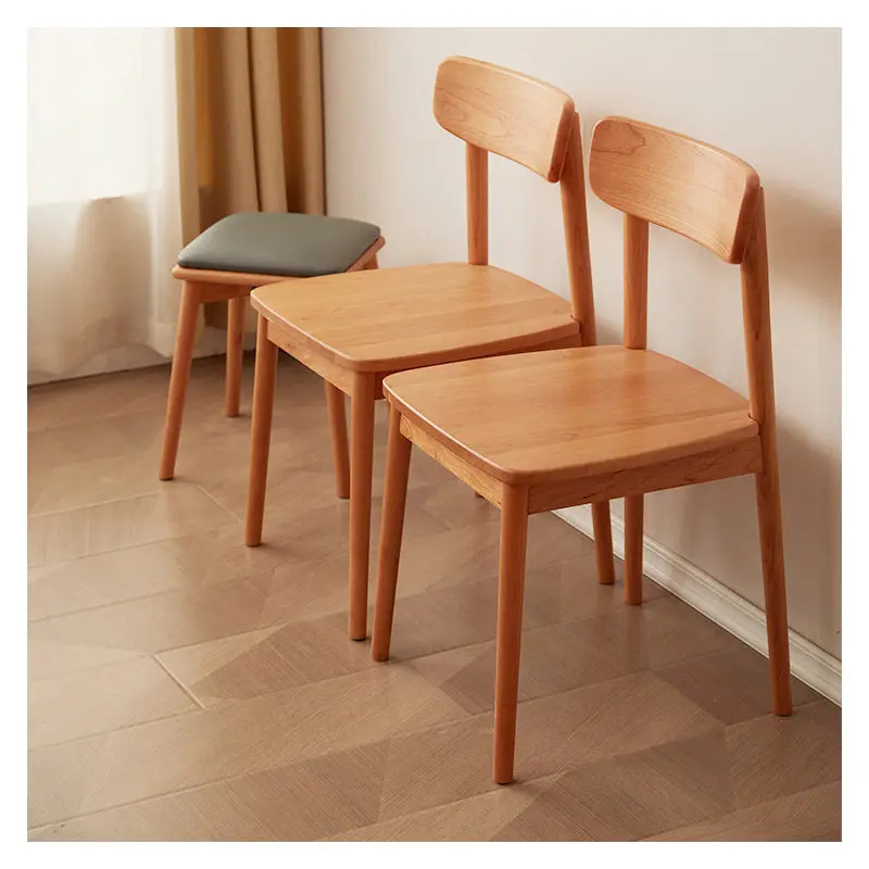 Contemporary Scandinavian Rectangular Wood Chair Backrest Armless For Living Room