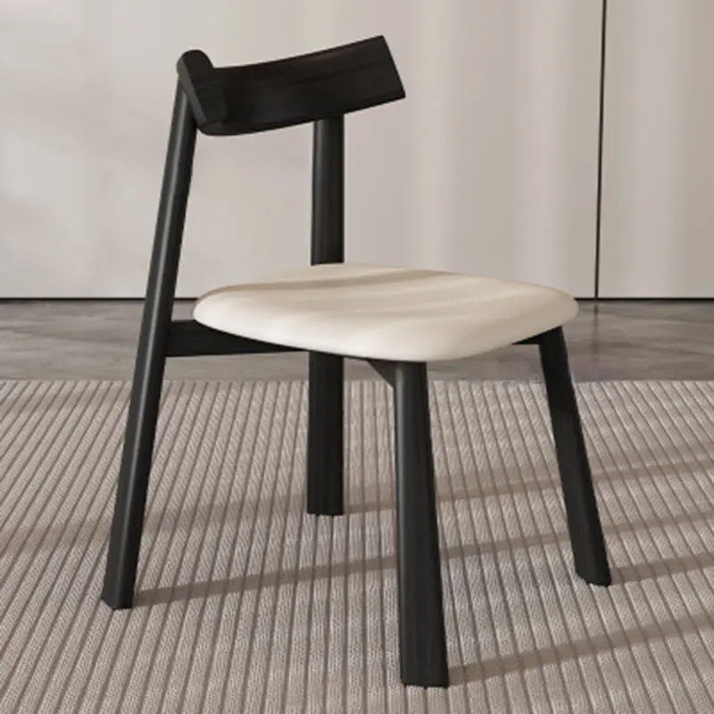 Modern Minimalist Rectangular Wood Microfiber Leather Chair Backrest Armless For Living Room