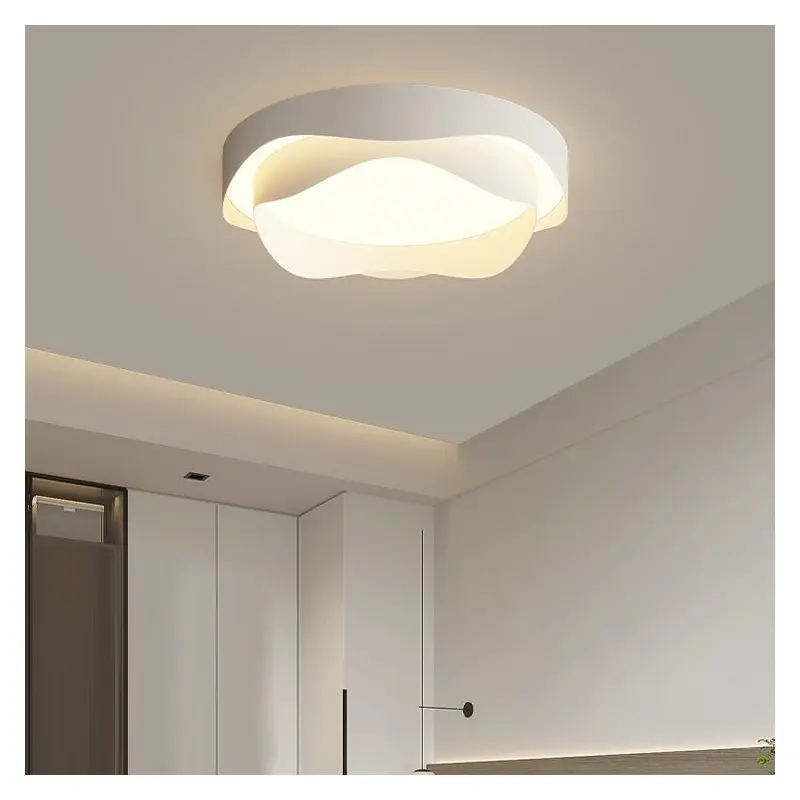 Modern Simplicity Cream Flower Shape Iron Acrylic LED Flush Mount Ceiling Light For Bedroom