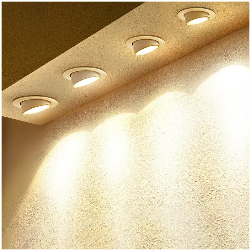 Modern Simplicity Round Aluminum Metal Rotatable Spotlight LED Flush Mount Ceiling Light For Living Room