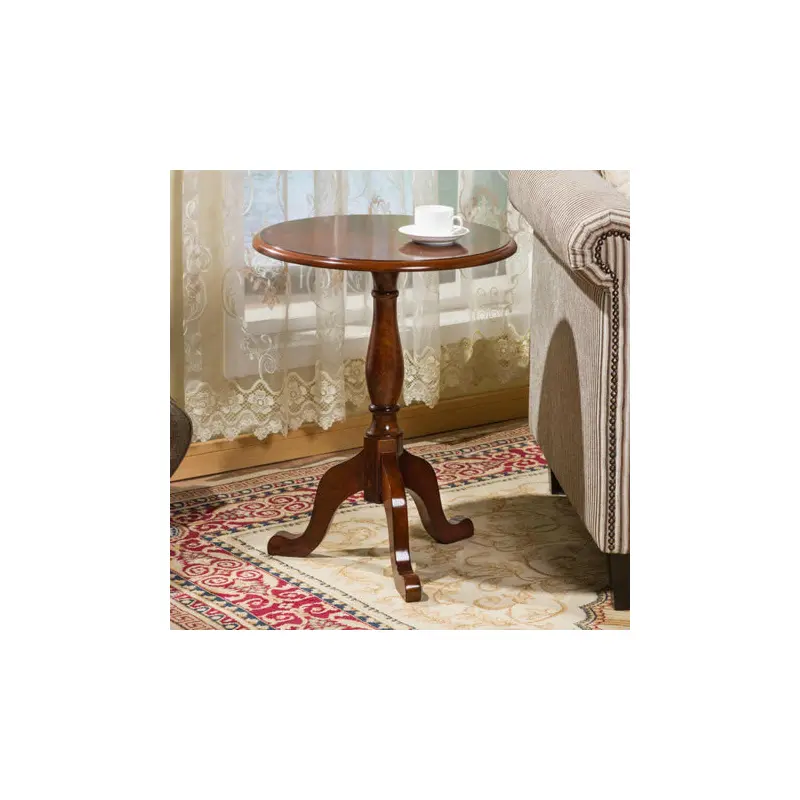 Traditional European Round Wood Tripod Base End Table For Living Room