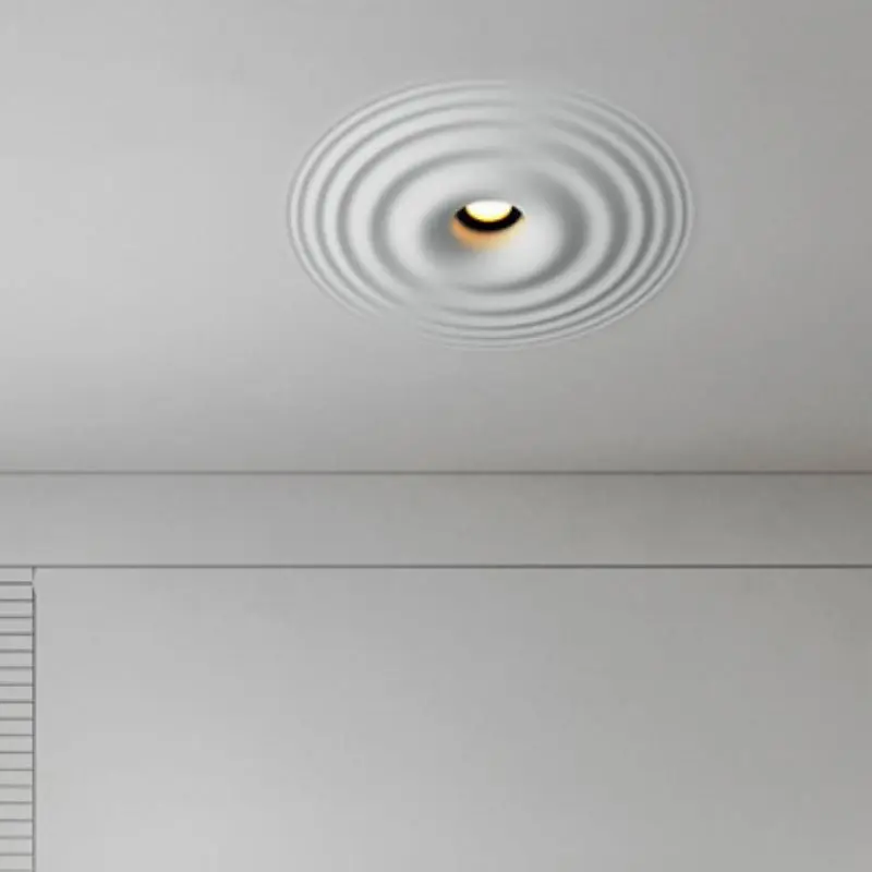 Contemporary Creative Ripple Round Plaster 1-Light Flush Mount Ceiling Light For Living Room