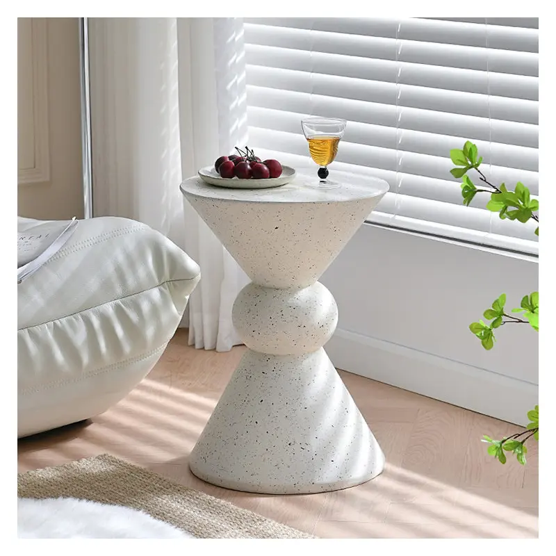 Contemporary Creative Chamfered Triangles Chamfered Rounded Corners Magnesium Oxide End Table 1-Tier For Living Room