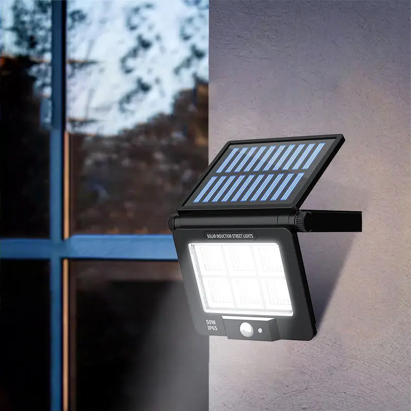 Modern Simplicity Solar Waterproof Human Sensor Foldable ABS PC Rectangular LED Wall Sconce Lamp For Outdoor Patio