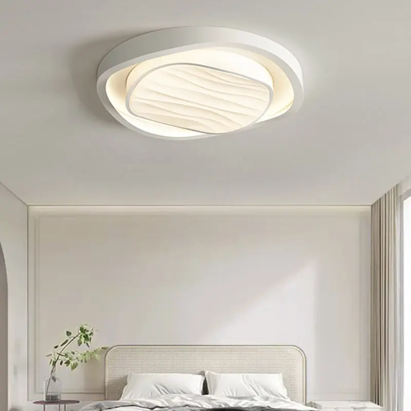 Modern Simplicity Cream Irregular Pentagon Triangle Iron Acrylic LED Flush Mount Ceiling Light For Bedroom