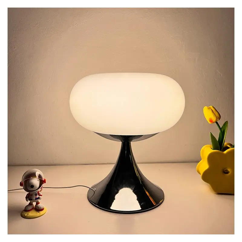Traditional Vintage USB Iron Glass Round Persimmon LED Table Lamp Night Light For Bedside