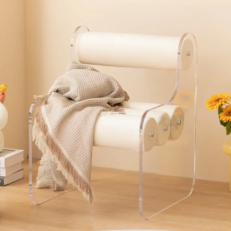 Contemporary Creative Cylinder Acrylic Fabric Chair Backrest Armless For Living Room