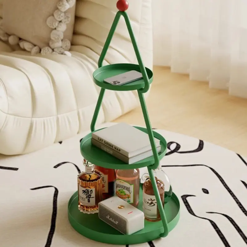 Contemporary Creative Round Iron End Table 3-Tier For Living Room