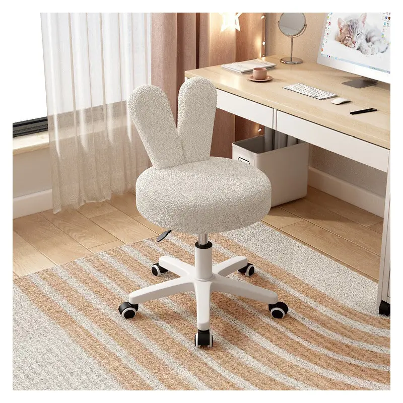 Contemporary Creative Round Rabbit Ears Metal Lambswool Foam Chair Swivel For Living Room