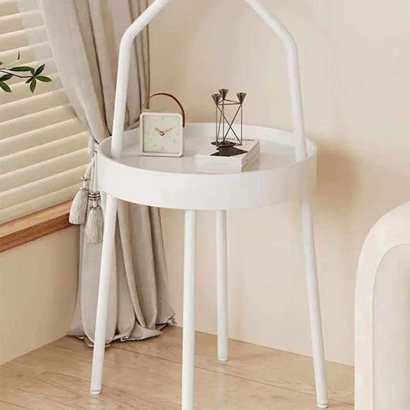 Modern Minimalist Round Arch Long Plastic Carbon Steel Iron Side Table 1-Tier For Living Room