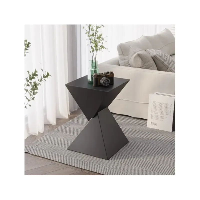Modern Minimalist Square Funnel Metal End Table For Living Room