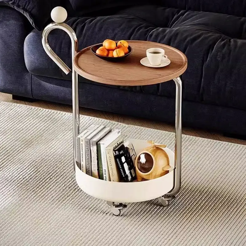 Modern Minimalist Musical Note Shape MDF Iron Movable Side Table 2-Tier For Living Room
