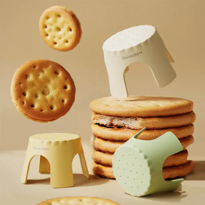 Modern Art Deco Stackable Cookie-Shaped PP Kids Low Stool Backless Armless For Entryway