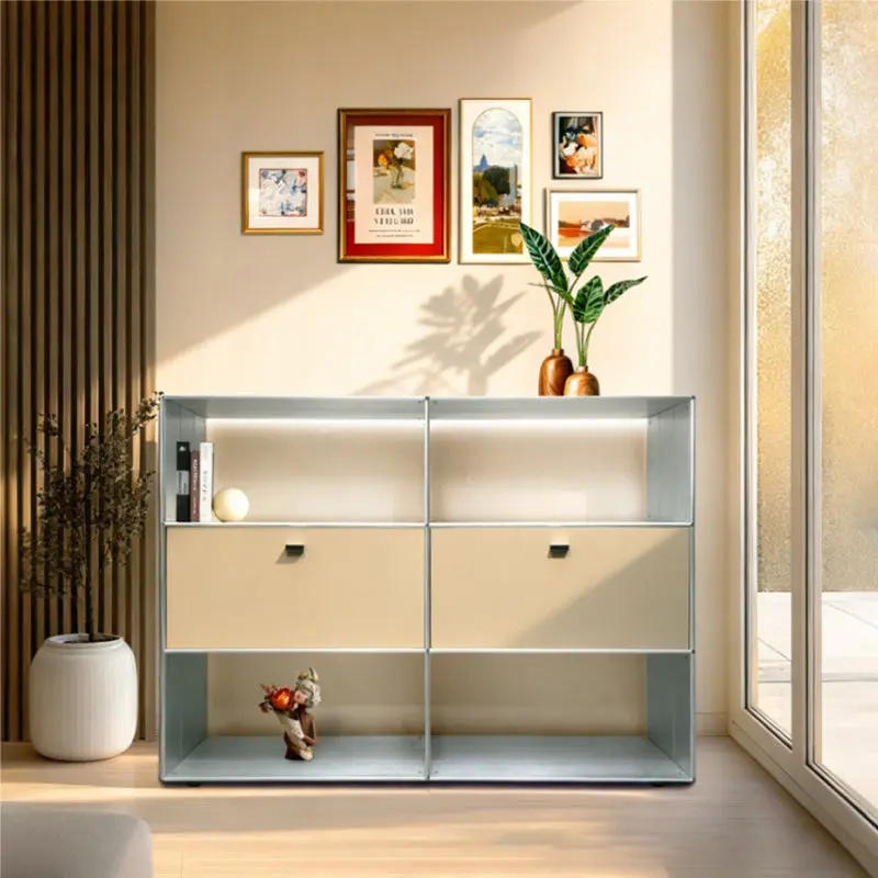 Modern Minimalist Rectangular Stainless Steel Acrylic Side Table 4-Tier For Living Room