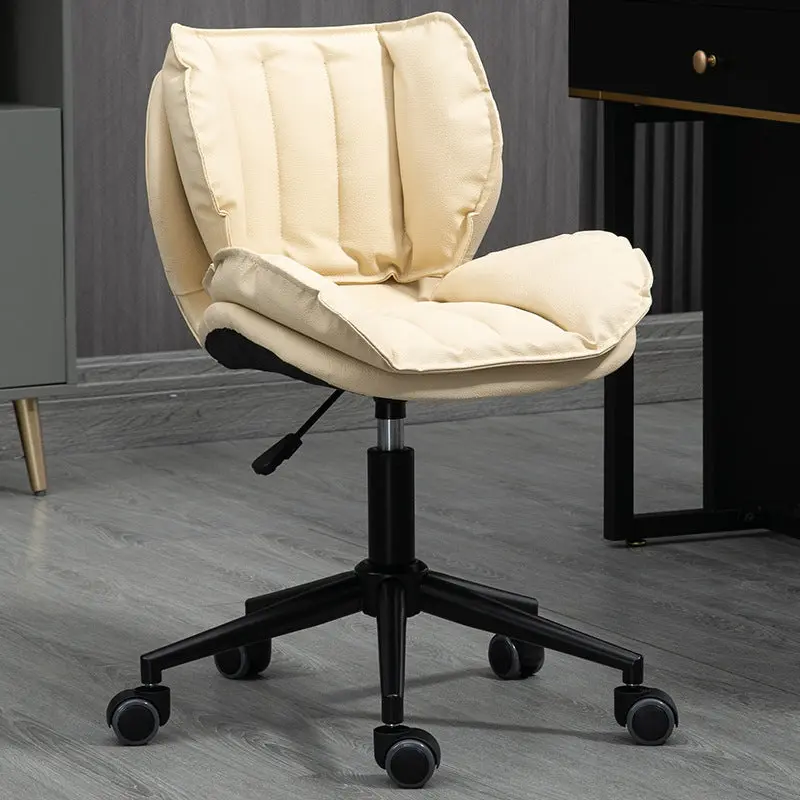 Modern Minimalist Square Rectangular Metal Cat-Scratch Leather Swivel Height-adjustable Desk Chair Backrest Armless for Home Office