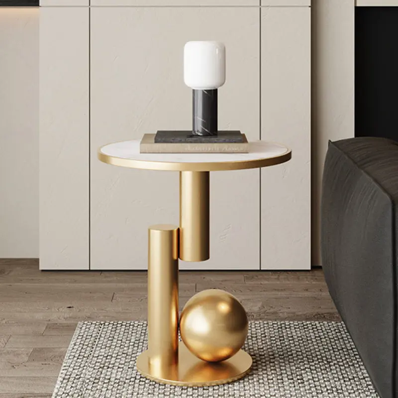 Contemporary Scandinavian Geometric Cylinder Sintered Stone Side Table For Living Room