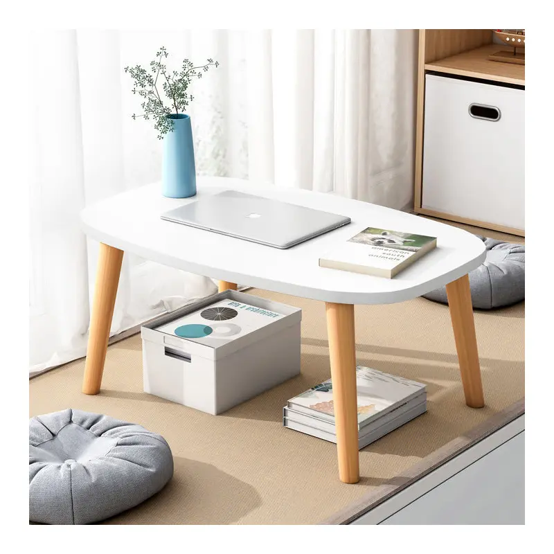 Modern Minimalist Rectangular Faux Panel Solid Wood Side Table For Living Room