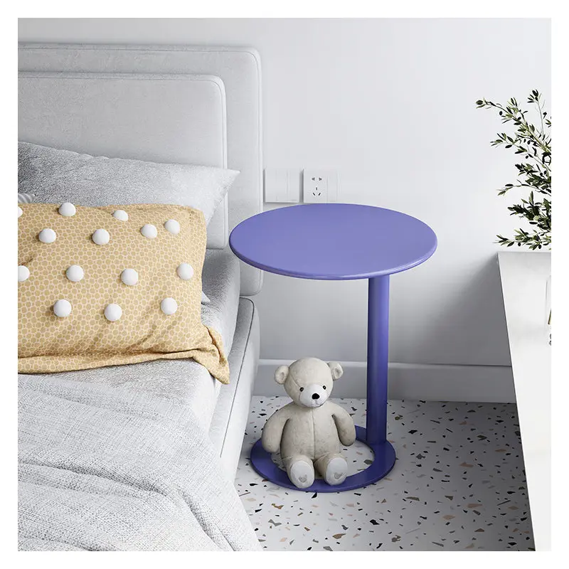 Modern Minimalist Round Metal End Table For Living Room