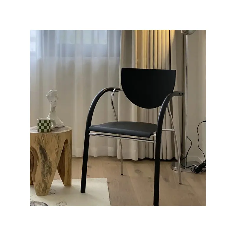 Contemporary Nordic Semicircular Curved Pole Wood Metal Chair For Living Room