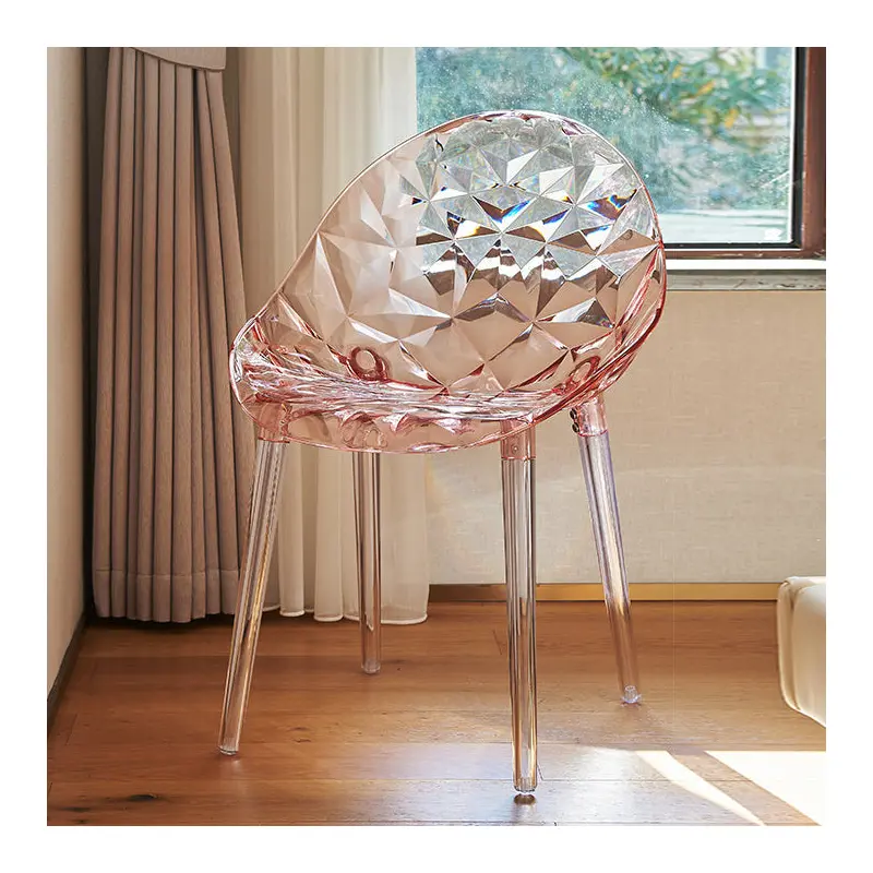 Modern Minimalist Square Acrylic Chair Four Legs Backrest For Living Room