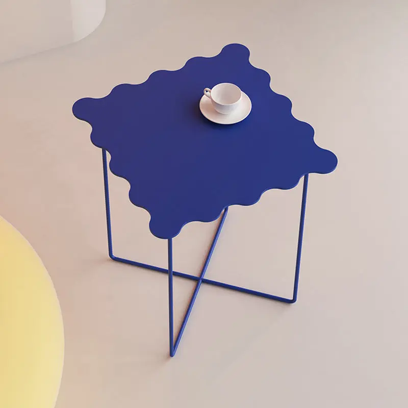 Modern Minimalist Round Square Rectangular Iron End Table 1-Tier For Living Room